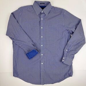 Men's Black Brown 1826 Long Sleeve Plaid Button Up Dres Shirt Size Large Purple